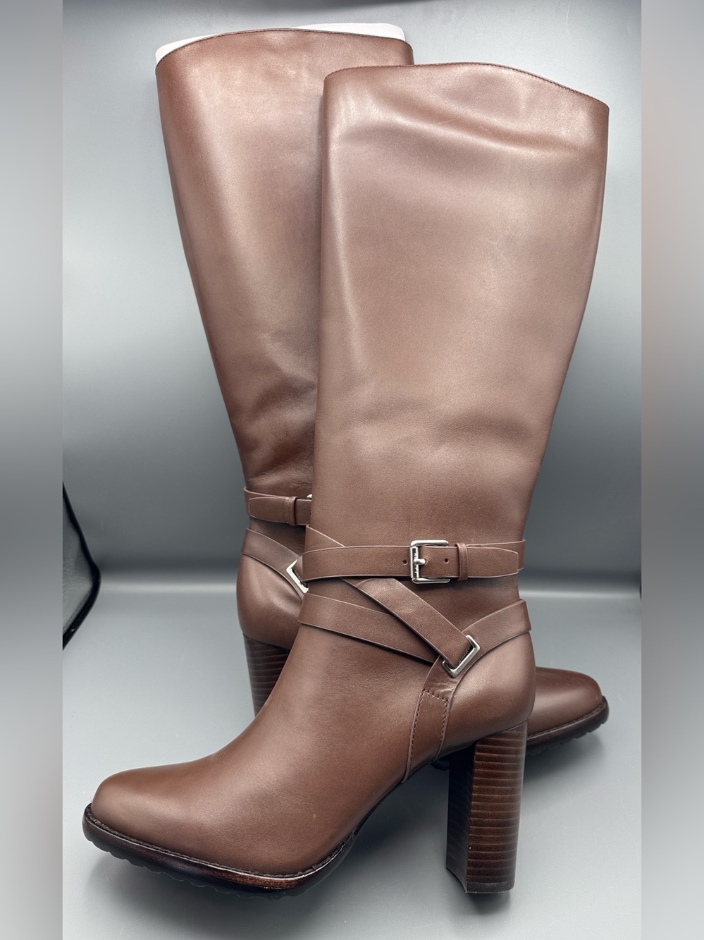 Lauren Ralph Lauren Collins Calfskin Tall Boots Heel